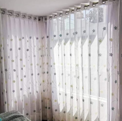 Tul Bordado Matizado gris mostaza